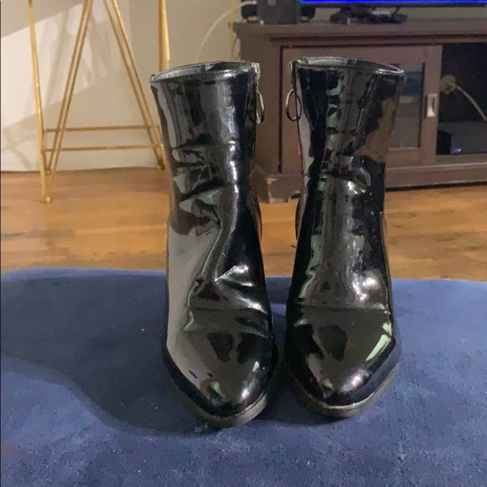 Pleather high ankle boots